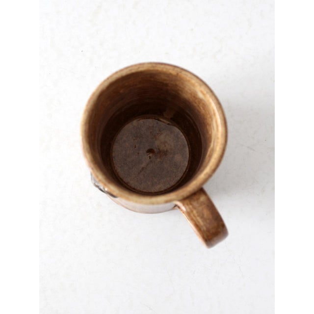 Contemporary Vintage Organic Modern Studio Pottery Mug With Fleur-Di-Lis For Sale - Image 3 of 11