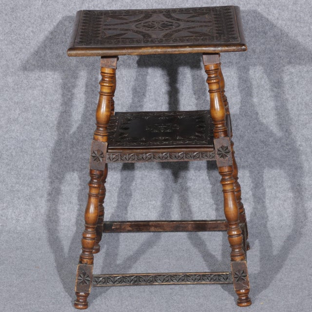 Small Side Table with Notch Carving, 1880 For Sale - Image 11 of 12