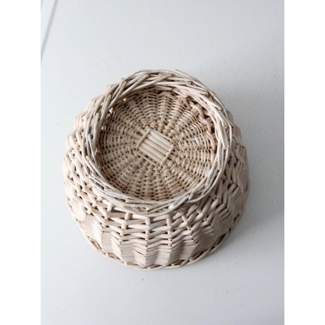 Vintage Cream Wicker Basket For Sale - Image 12 of 12