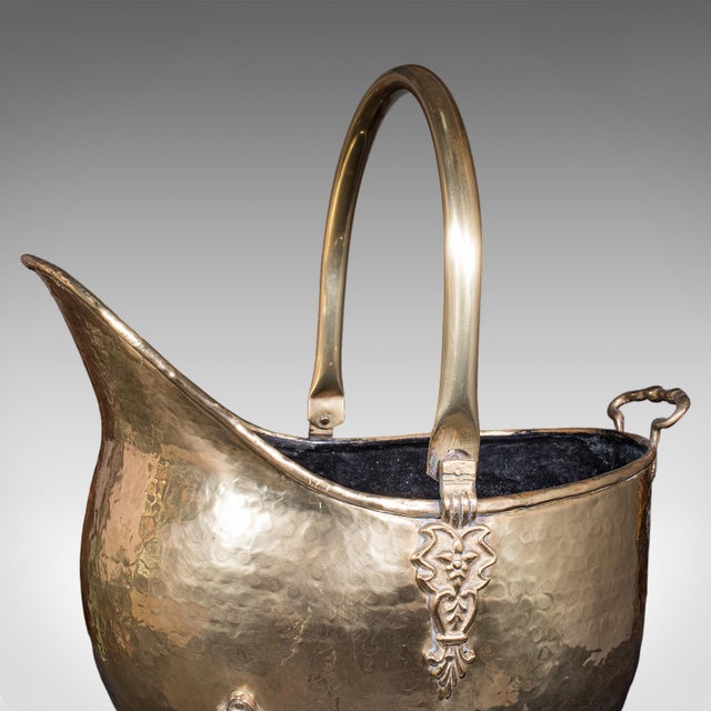 Metal Antique Fireside Coal Bucket, English, Brass, Fireplace Scuttle, Keeper, Regency For Sale - Image 7 of 11