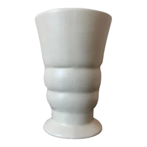 American Modern Matte White Porcelain Vase With Banded Design by Haeger, Circa Early 20th Century