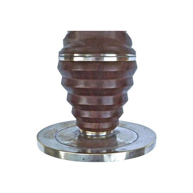 Art Deco Silverplate & Wood Cake Plate For Sale - Image 4 of 5