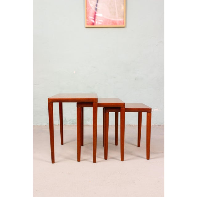 Wood Vintage Danish Bramin Nesting Tables in Teak by H.W. Klein for Bramin, 1960s, Set of 3 For Sale - Image 7 of 15
