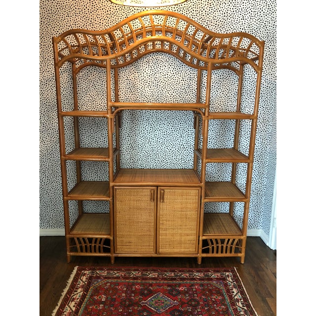 Vintage Boho Chic Rattan Etagere Bookcase Chairish