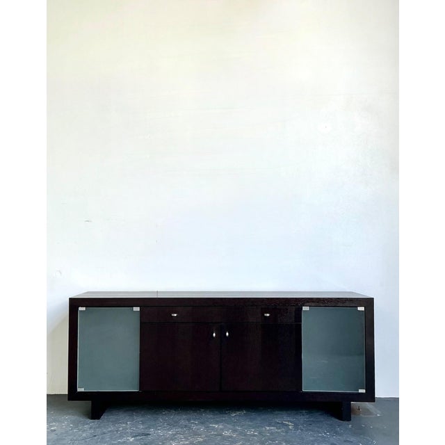 Vintage Frosted Glass Door Ebony Sideboard For Sale - Image 11 of 15