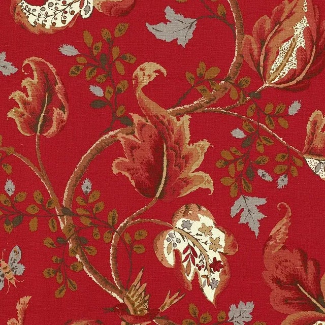 Traditional Sample - Schumacher Fox Hollow Fabric in Tomato & Brass For Sale - Image 3 of 3