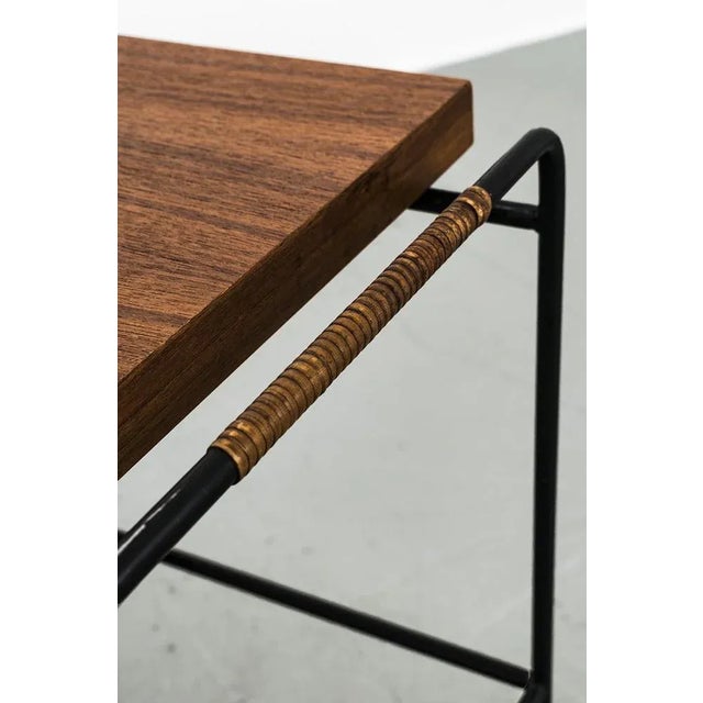 Side Table with Teak Top and Wire Metal Frame For Sale - Image 5 of 9