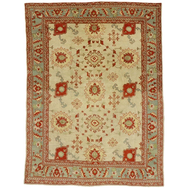Textile Antique Turkish Oushak Rug with Modern Style - 09'00 X 12'02 For Sale - Image 7 of 7