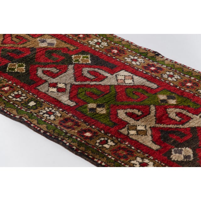 Turkish 1960s Red & Olive Green Anatolian Carpet For Sale - Image 3 of 10