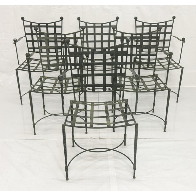 Metal 1970s Set of Six Mario Papperzini for Salterini, Iron Lattice Outdoor Armchairs, Attributed For Sale - Image 7 of 18