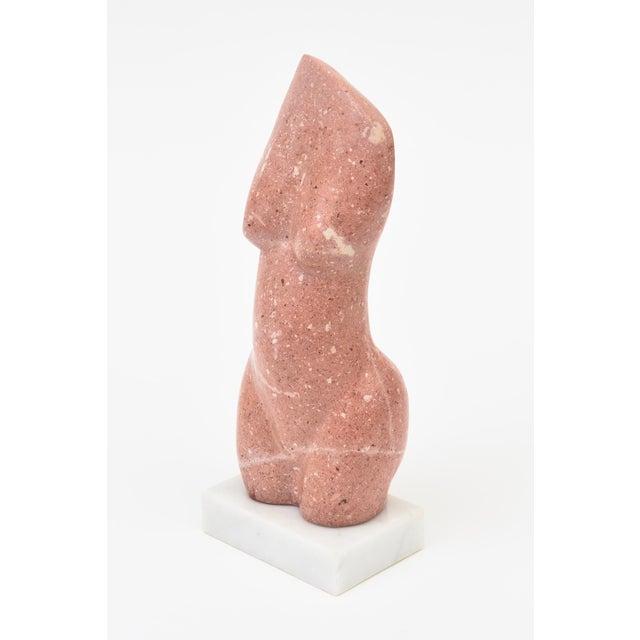 Constantin Brancusi Vintage Pink Marble Female Torso Sculpture, 1970's For Sale - Image 4 of 13