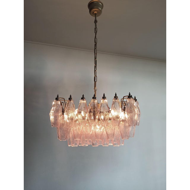Murano Poliedri Chandelier with Pink Glasses from Carlo Scarpa, 1990s For Sale - Image 13 of 18