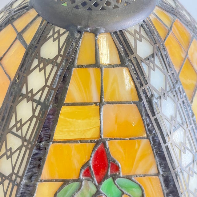 Tiffany Stained Glass Pendant Light, 1960s For Sale - Image 10 of 16