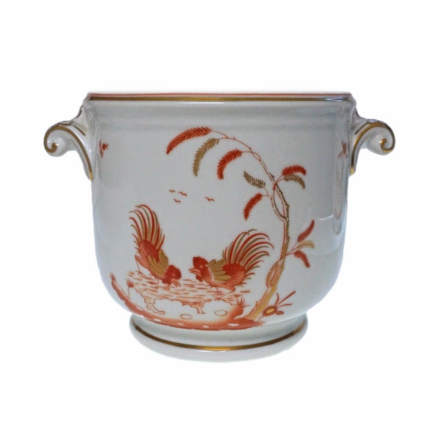 This elegant pair of vintage Richard Ginori double-handled cachepots features the classic Siena Rust (Galli Rossi)...