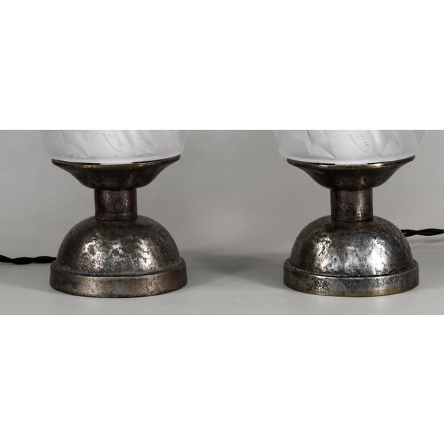 Ebony French Art Deco Table Lamp by Degue 1930 France - A Pair For Sale - Image 8 of 10