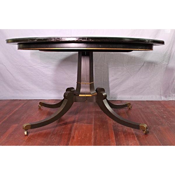 HENREDON Regency Style Hand Painted Glass Top Oval Center Table Coffee