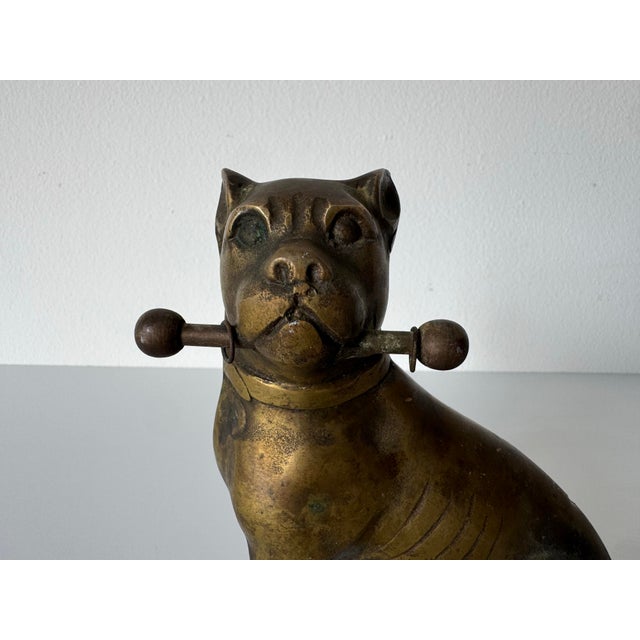 Mid-Century Modern Vintage Heavy Brass Bulldog / Mastiff Dog Statue – Dog Lover Figurine For Sale - Image 3 of 9