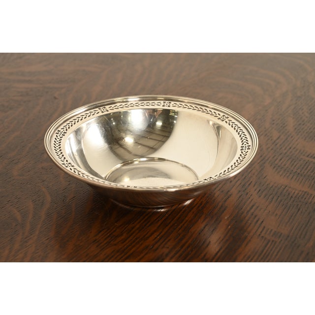 Tiffany and Co. Tiffany & Co. Antique Sterling Silver Pierced Rim Bowl For Sale - Image 4 of 14