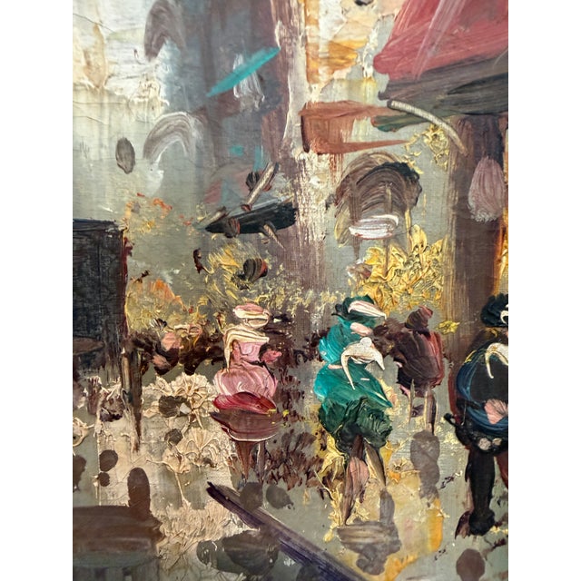 Greige Vintage Paris Street Scene Oil Painting Panthéon Gilt Frame Impressionist For Sale - Image 8 of 9