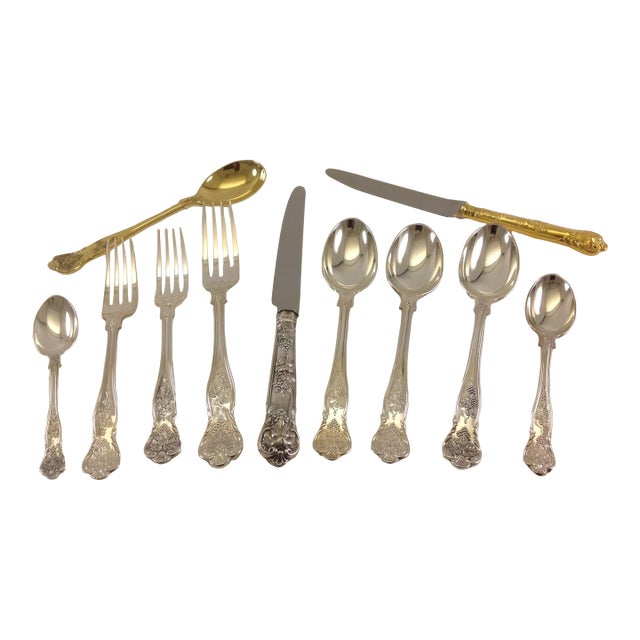1990's Sterling Silver & Gilt 11-Piece Set, Bright Vine Hand-Forged by C. J. Vander For Sale