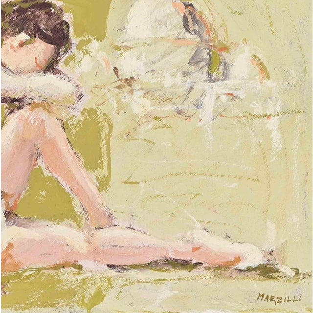 Modern Franco Marzilli, Ballerina, Oil Painting, 1970s For Sale - Image 3 of 5