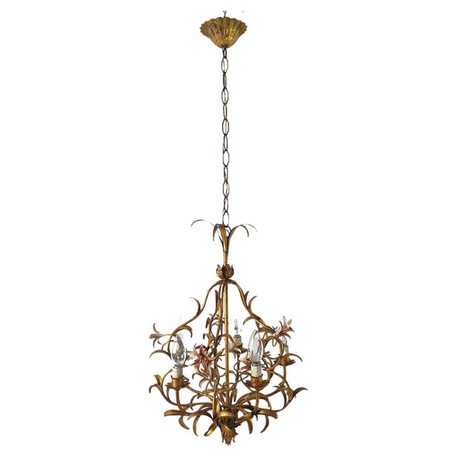 Mid-Century Italian Tole Chandelier, 1950s For Sale - Image 16 of 16