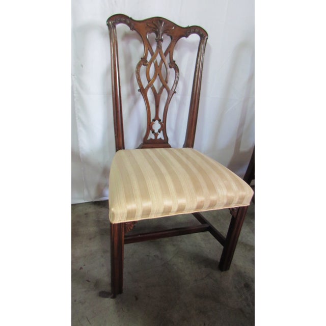 Chippendale 1980s Set Henredon Chippendale Dining Room Chairs Mahogany For Sale - Image 3 of 13