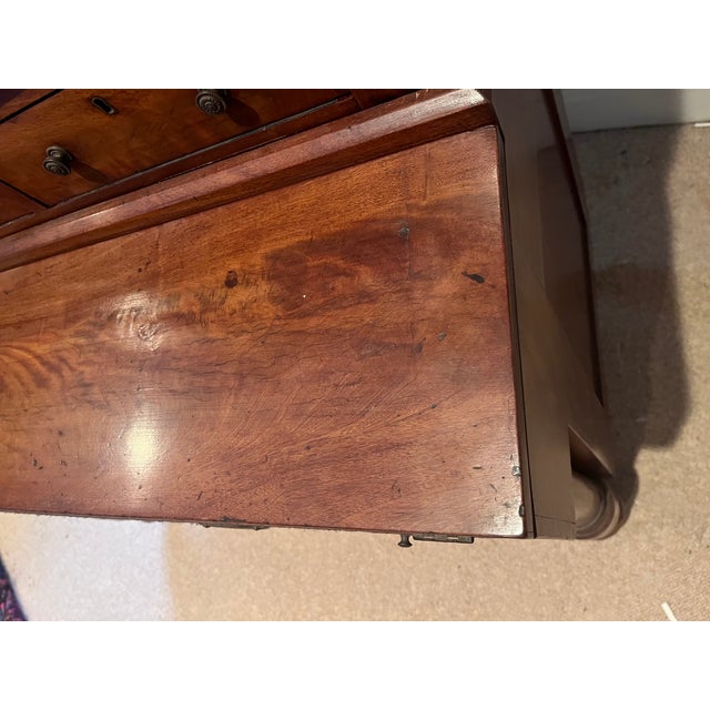 Antique Early 1900s Flame Mahogany Secretary With Bookcase For Sale - Image 11 of 18