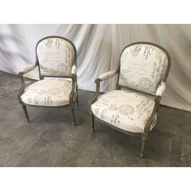 French Antique Painted Armchairs - a Pair For Sale - Image 12 of 13