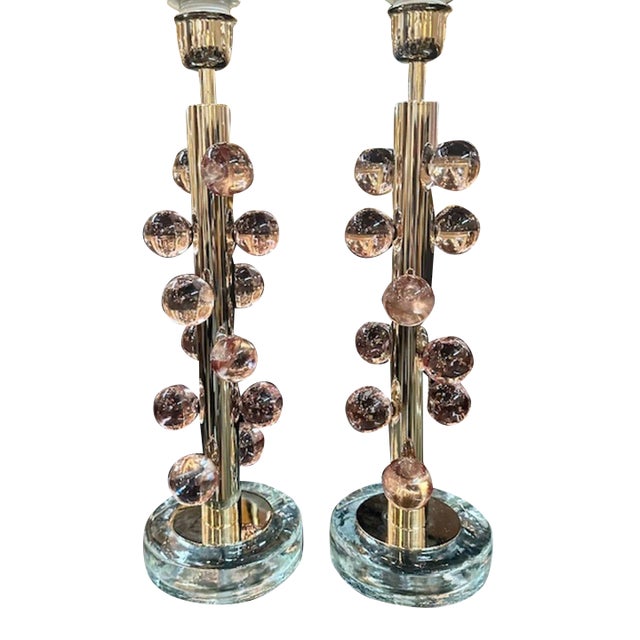 Murano Pink Ball Lamps For Sale