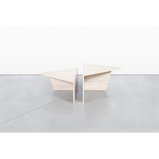 1950s Architectural Italian Two-Piece Travertine Coffee Table by Up & Up For Sale In Los Angeles - Image 6 of 12
