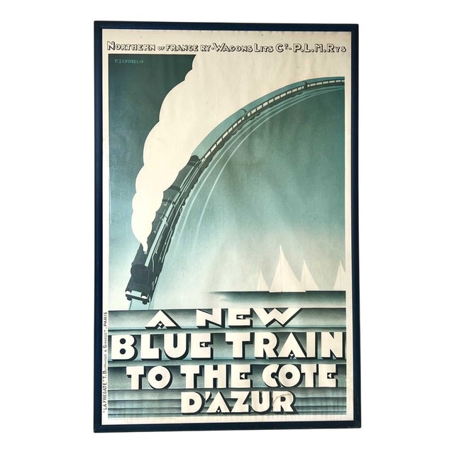 A New Blue Train to the Cote d'Azur, Lithograph, Framed For Sale