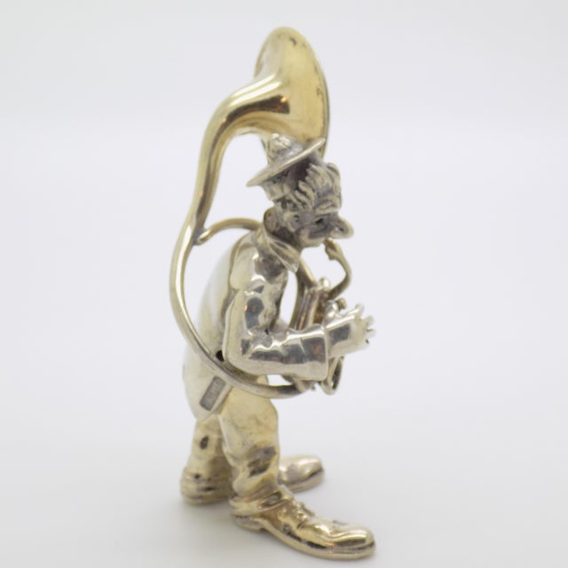 Vintage Italian Handmade Genuine Silver Angini Branded Street Artist With Instrument Figurine, Made in Tuscany (Arezzo) For Sale - Image 6 of 13