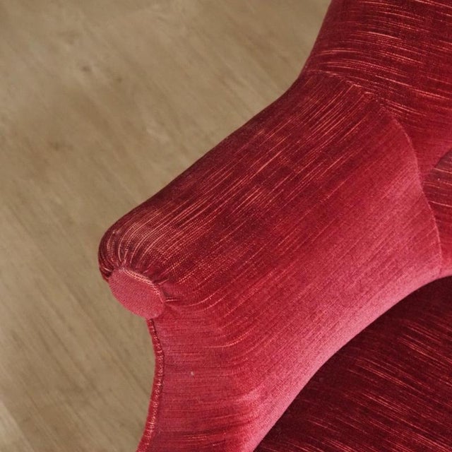 Vintage French Burgundy Cocktail Chair with Fringed Apron For Sale - Image 6 of 10