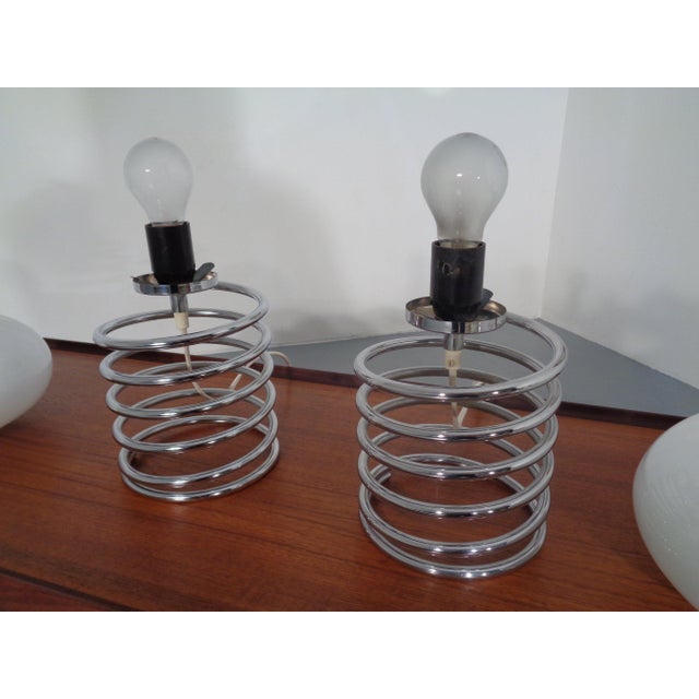 Silver Opaline Glass and Chrome Spiral Table Lamp by Ingo Maurer for Honsel, Germany, 1970s For Sale - Image 8 of 13