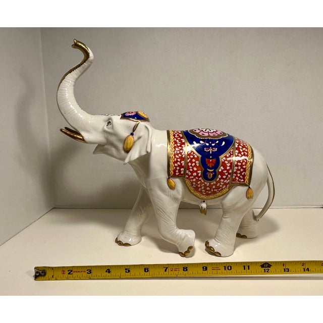 Vintage Rudolf Kammer Volkstedt Germany Hand Painted Elephant Porcelain Figurine For Sale - Image 11 of 11