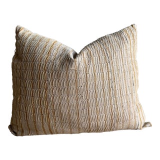 Vintage Textile Lumbar Pillow With Down Insert For Sale