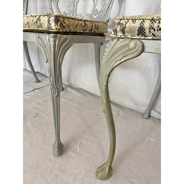 Mid Century Molla Cast Aluminum French Regency Style Chairs Set of 4