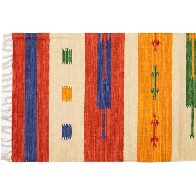 2020s Modern Kilim Handmade Multicolor Geometric Wool Rug For Sale - Image 4 of 7