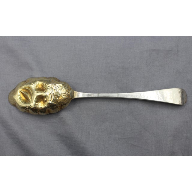 Circa 1727-1760 English George II Sterling Silver and Gold Wash Pair of Tablespoons For Sale - Image 9 of 11