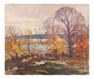 'Fall Landscape, Indiana' by Derk Smit, Art Institute of Chicago, Laguna Beach, Mid-Century Impressionist Oil