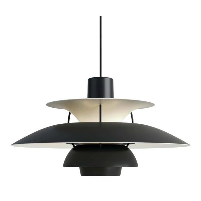 Poul Henningsen Ph 5 Pendant for Louis Poulsen in All Black For Sale