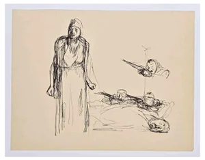 Hermann Paul, Older People, Ink Drawing, Early 20th Century