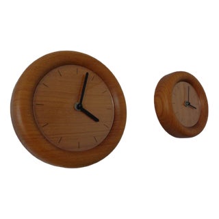 Wall Clocks in Solid Teak from Böckenhauer, Set of 2, 1970s For Sale