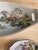 White Vintage Hand Painted Japanese Sushi Serving Set With Mount Fuji Landscape, 7 Pieces For Sale - Image 8 of 9
