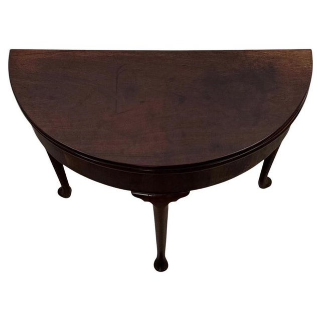 18th Century English Mahogany Demi-Lune Card Table For Sale - Image 3 of 11