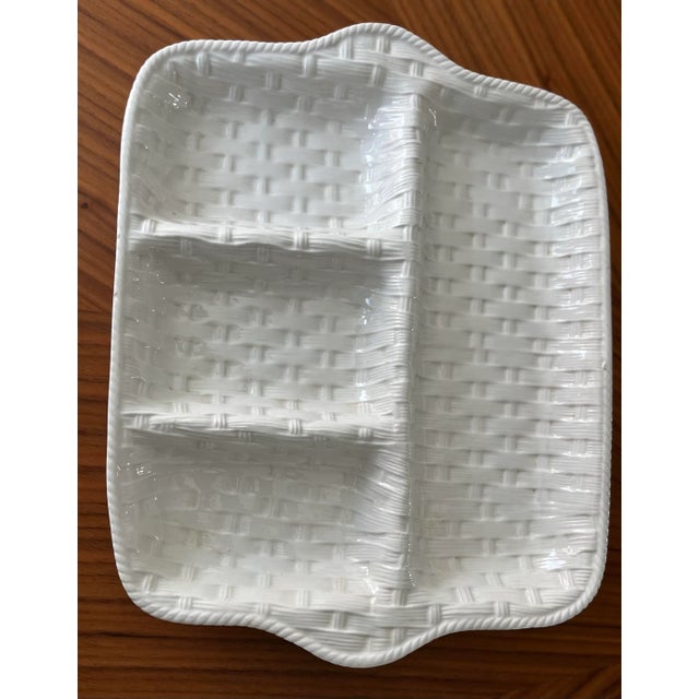 Late 20th Century Italian Ceramic Basketweave Olive Dish For Sale In Houston - Image 6 of 10