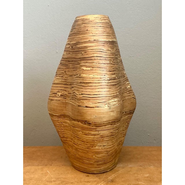 Vintage Textured Wood Decorative Vase For Sale - Image 14 of 14