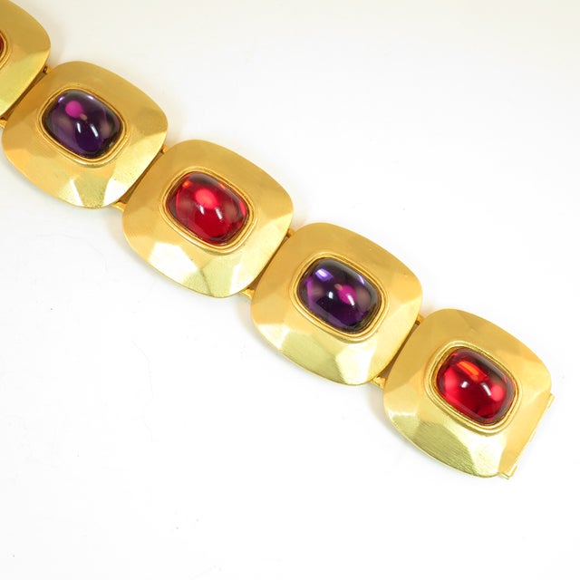 Mid-Century Modern Vintage 1960s Mid-Century Modern Designer Jewel-Tone Bracelet & Earrings - 5 Pieces For Sale - Image 3 of 12