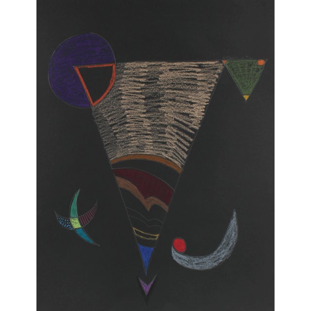 Michael Di Cosola Triangle Abstract on Black in Pastel, 1972 1972 For Sale